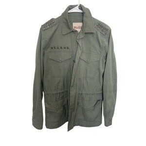 Mudd Y2K Women Utility Military Field Lightweight Jacket Stud Accent Olive M